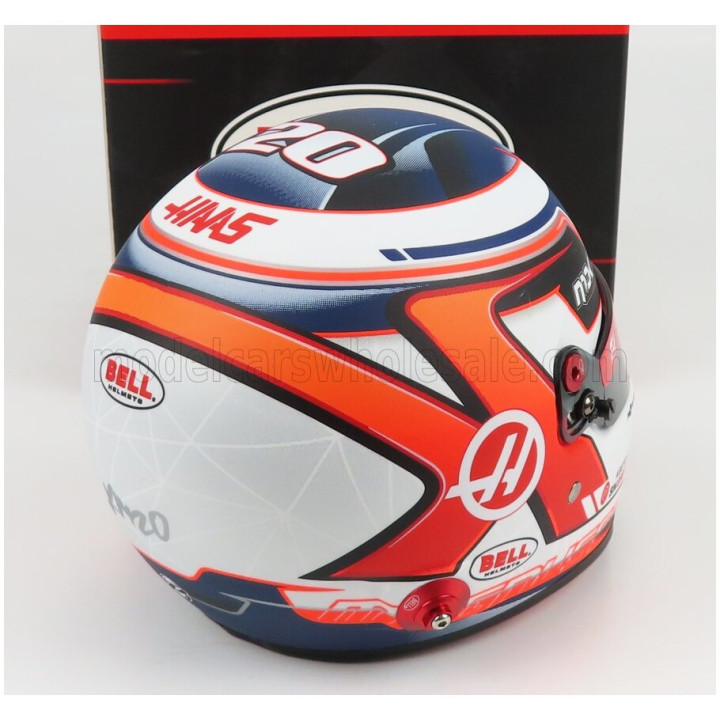 MINI HELMET BELL HELMET F1 CASCO HELMET HAAS VF-22 TEAM HAAS N 20 SEASON 2022 KEVIN MAGNUSSEN - WHITE RED BLACK 1/2
