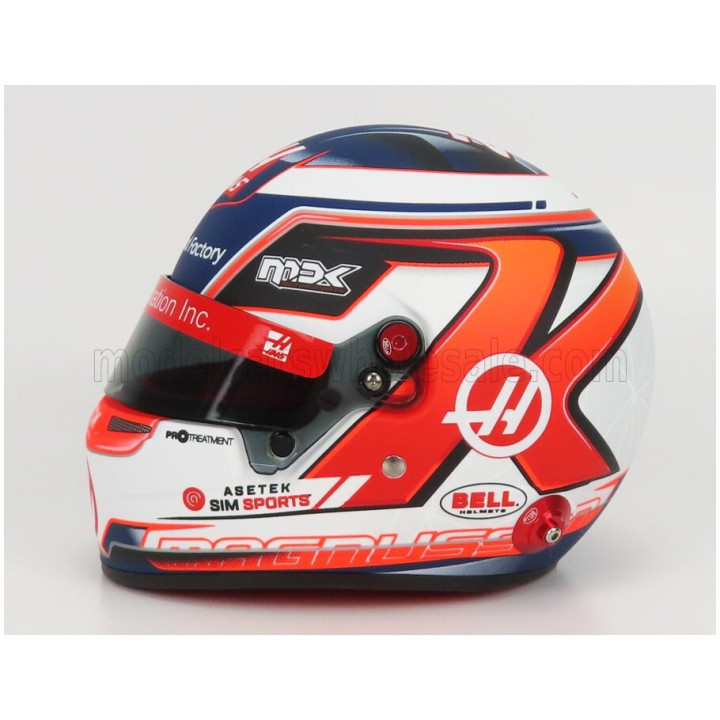 MINI HELMET BELL HELMET F1 CASCO HELMET HAAS VF-22 TEAM HAAS N 20 SEASON 2022 KEVIN MAGNUSSEN - WHITE RED BLACK 1/2