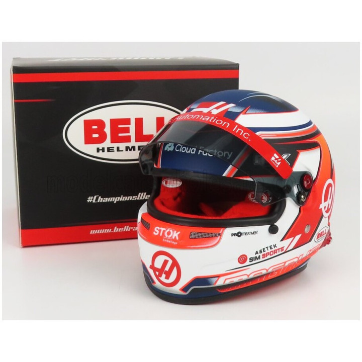 MINI HELMET BELL HELMET F1 CASCO HELMET HAAS VF-22 TEAM HAAS N 20 SEASON 2022 KEVIN MAGNUSSEN - WHITE RED BLACK 1/2