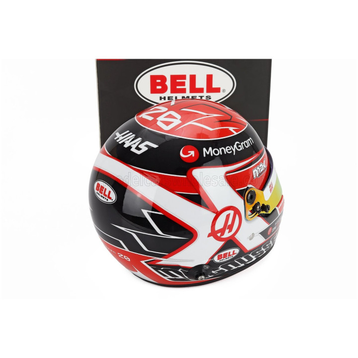 MINI HELMET BELL HELMET KEVIN MAGNUSSEN 2023 F1 VF-23 TEAM MONEYGRAM HAAS N 20 - RED BLACK 1/2