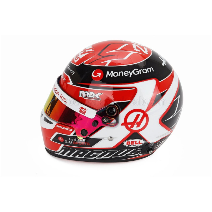 MINI HELMET BELL HELMET KEVIN MAGNUSSEN 2023 F1 VF-23 TEAM MONEYGRAM HAAS N 20 - RED BLACK 1/2