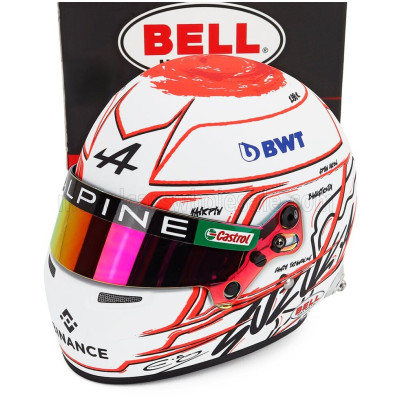 MINI HELMET BELL HELMET ESTEBAN OCON JAPAN GP 2023 F1 A523 TEAM BWT ALPINE N 31 - SUZUKA LIVERY - WHITE RED 1/2