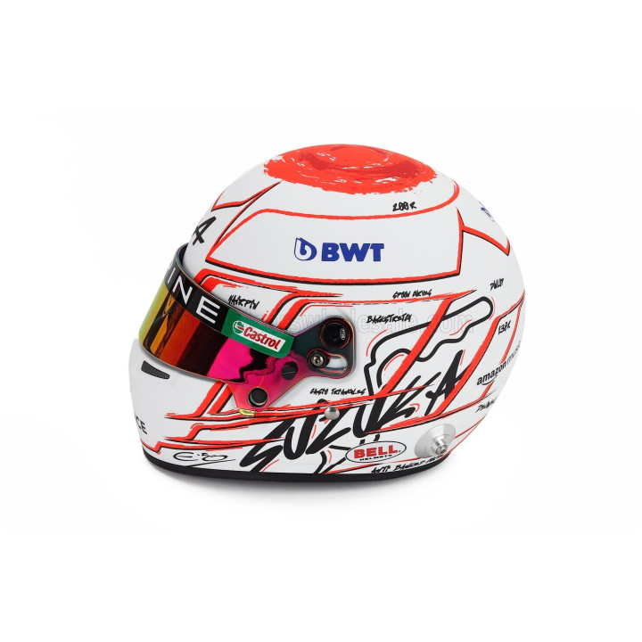 MINI HELMET BELL HELMET ESTEBAN OCON JAPAN GP 2023 F1 A523 TEAM BWT ALPINE N 31 - SUZUKA LIVERY - WHITE RED 1/2