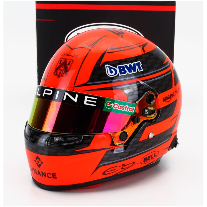 MINI HELMET BELL HELMET CASCO HELMET F1 ESTEBAN OCON TEAM BWT ALPINE N 31 SEASON 2024 - ORANGE 1/2