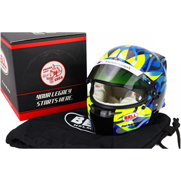 MINI HELMET BELL HELMET VALENTINO ROSSI WEC SEASON 2024 TEAM BMW WRT N 46 - VR46 - YELLOW FLUO BLUE 1/2