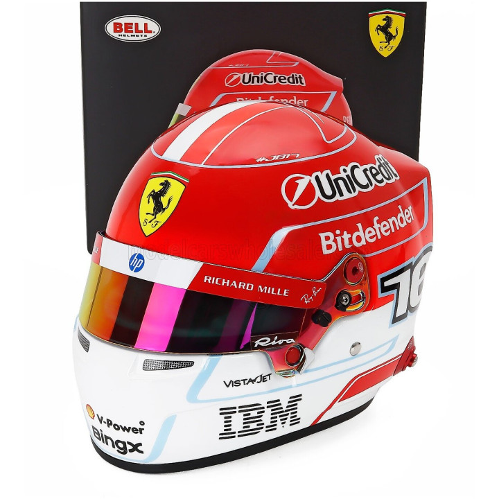 MINI HELMET BELL HELMET CHARLES LECLERC 2026 F1 SF-26 TEAM FERRARI HP N 16 - RED WHITE 1/2