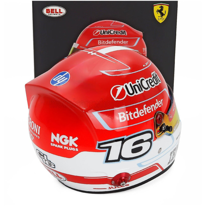 MINI HELMET BELL HELMET CHARLES LECLERC 2026 F1 SF-26 TEAM FERRARI HP N 16 - RED WHITE 1/2