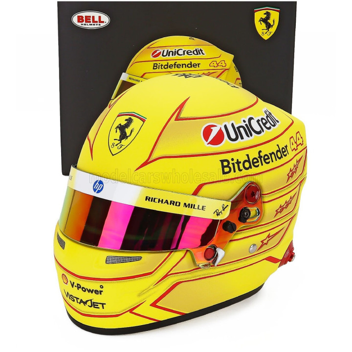 MINI HELMET BELL HELMET LEWIS HAMILTON 2026 F1 SF-26 TEAM FERRARI HP N 44 - YELLOW 1/2