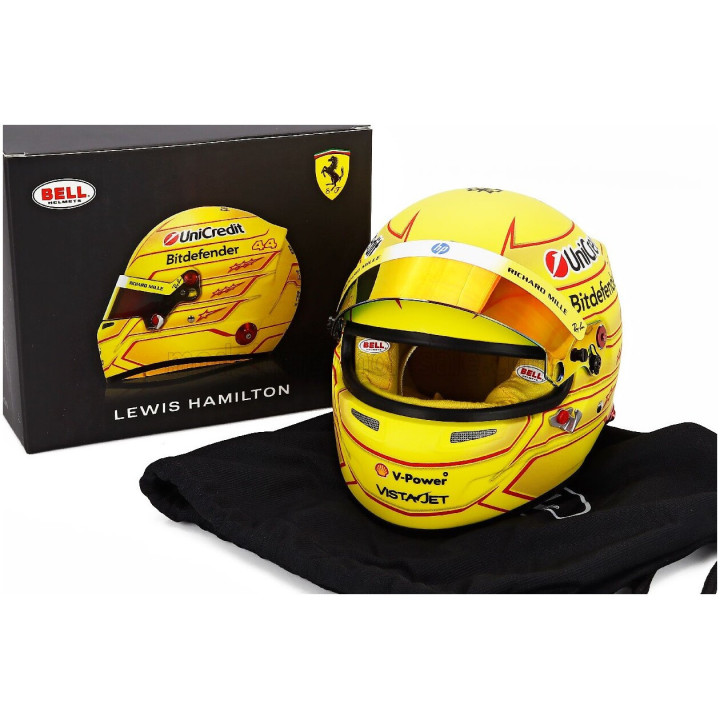 MINI HELMET BELL HELMET LEWIS HAMILTON 2026 F1 SF-26 TEAM FERRARI HP N 44 - YELLOW 1/2