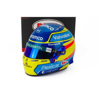 MINI HELMET BELL HELMET FERNANDO ALONSO 2026 F1 AMR26 TEAM ASTON MARTIN ARAMCO COGNIZANT N 14 - YELLOW BLUE RED 1/2