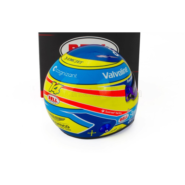 MINI HELMET BELL HELMET FERNANDO ALONSO 2026 F1 AMR26 TEAM ASTON MARTIN ARAMCO COGNIZANT N 14 - YELLOW BLUE RED 1/2