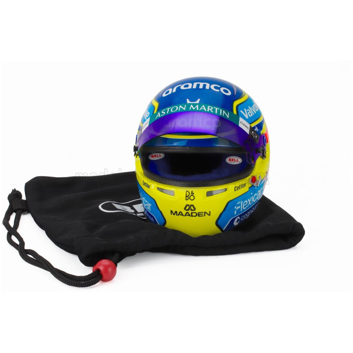 MINI HELMET BELL HELMET FERNANDO ALONSO 2026 F1 AMR26 TEAM ASTON MARTIN ARAMCO COGNIZANT N 14 - YELLOW BLUE RED 1/2