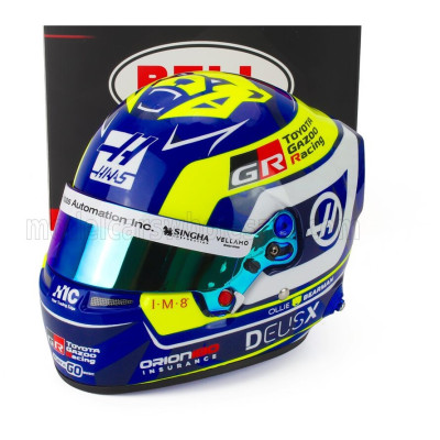 MINI HELMET BELL HELMET OLIVER BEARMAN 2026 F1 VF-26 TEAM TGR HAAS N 87 - BLUE WHITE YELLOW 1/2