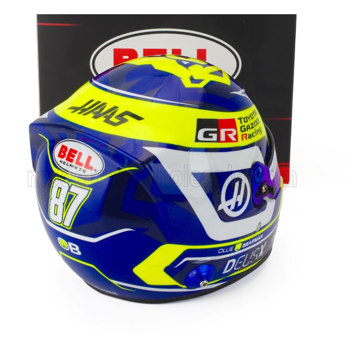 MINI HELMET BELL HELMET OLIVER BEARMAN 2026 F1 VF-26 TEAM TGR HAAS N 87 - BLUE WHITE YELLOW 1/2
