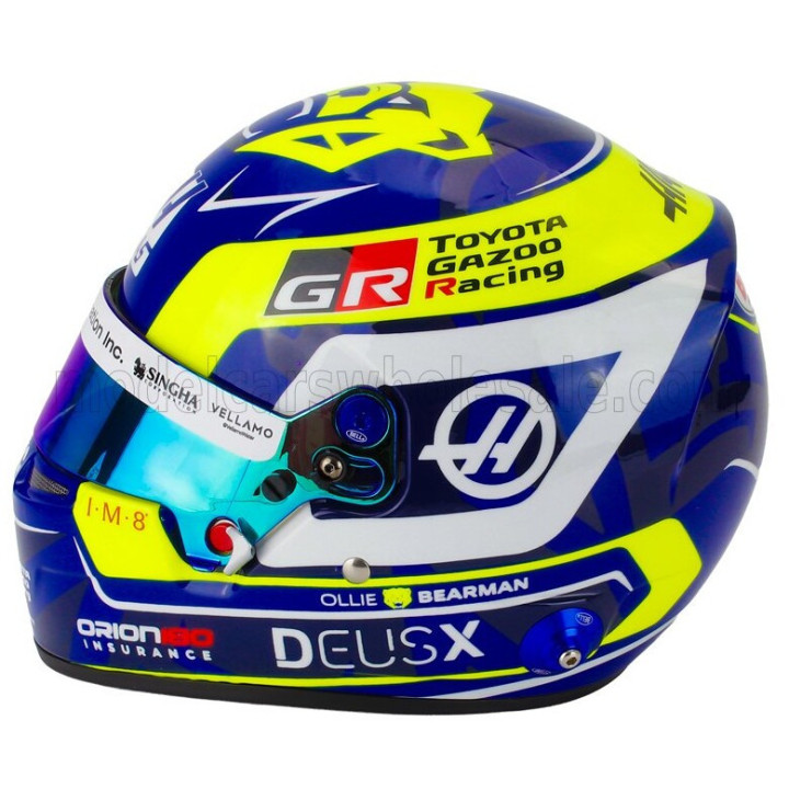 MINI HELMET BELL HELMET OLIVER BEARMAN 2026 F1 VF-26 TEAM TGR HAAS N 87 - BLUE WHITE YELLOW 1/2