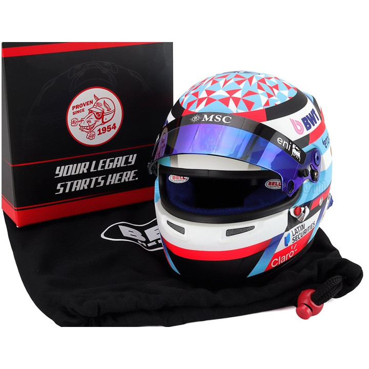 MINI HELMET BELL HELMET FRANCO COLAPINTO 2026 F1 TEAM BWT ALPINE N 43 - LIGHT BLUE PURPLE 1/2