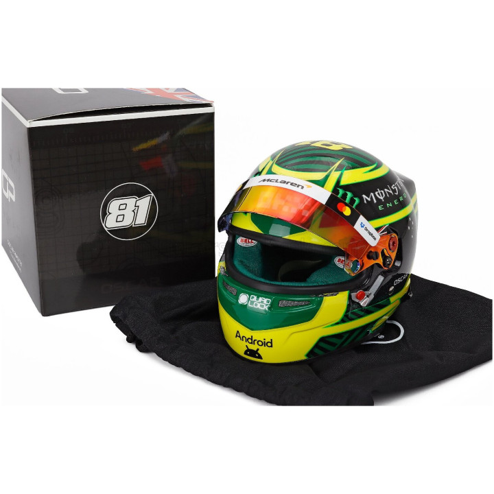 MINI HELMET BELL HELMET OSCAR PIASTRI 2026 F1 AUSTRALIAN GP TEAM McLAREN MASTERCARD N 81 - YELLOW GREEN 1/2