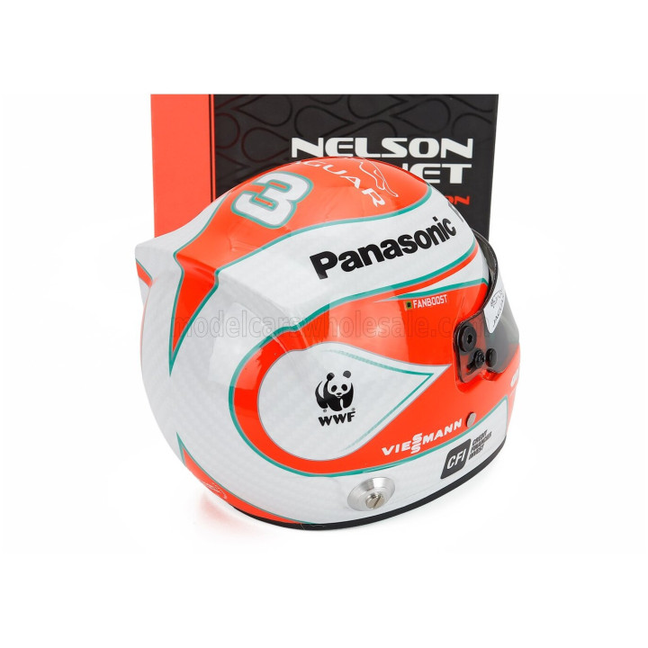 MINI HELMET BELL HELMET NELSON PIQUET Jr. 2019 FORMULA-E TEAM JAGUAR RACING N 3 - RED WHITE 1/2