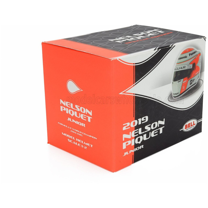 MINI HELMET BELL HELMET NELSON PIQUET Jr. 2019 FORMULA-E TEAM JAGUAR RACING N 3 - RED WHITE 1/2