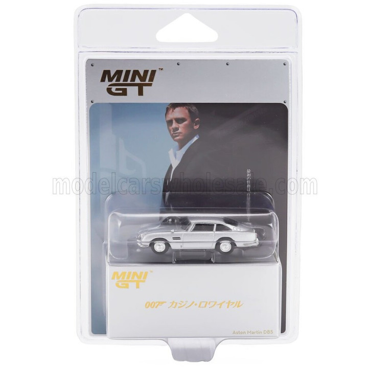 MINI GT ASTON MARTIN DB5 1964 - 007 JAMES BOND - CASINO ROYALE - JAPANESE BLISTER PACKAGING - SILVER 1/64