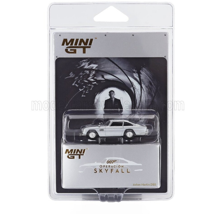 MINI GT ASTON MARTIN DB5 1964 - 007 JAMES BOND - SKYFALL - SPANISH BLISTER PACKAGING - SILVER 1/64