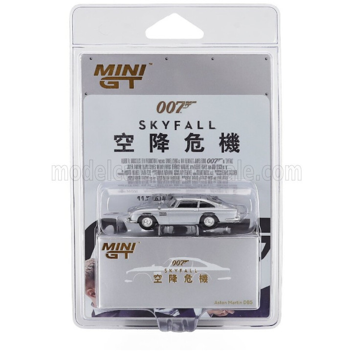 MINI GT ASTON MARTIN DB5 1964 - 007 JAMES BOND - SKYFALL - CHINESE BLISTER PACKAGING - SILVER 1/64