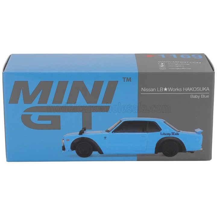 MINI GT NISSAN SKYLINE LB WORKS HAKOSUKA COUPE 1969 - BABY BLUE 1/64