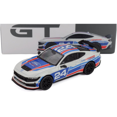 MINI GT FORD USA MUSTANG DARK HORSE N 24 FORD PERFORMANCE RACING SCHOOL 2025 - WHITE BLUE RED 1/64