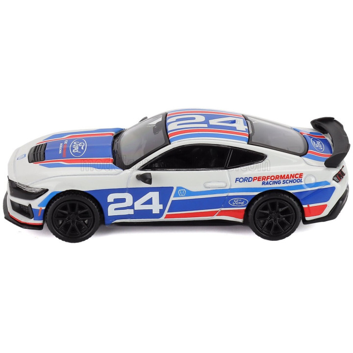 MINI GT FORD USA MUSTANG DARK HORSE N 24 FORD PERFORMANCE RACING SCHOOL 2025 - WHITE BLUE RED 1/64