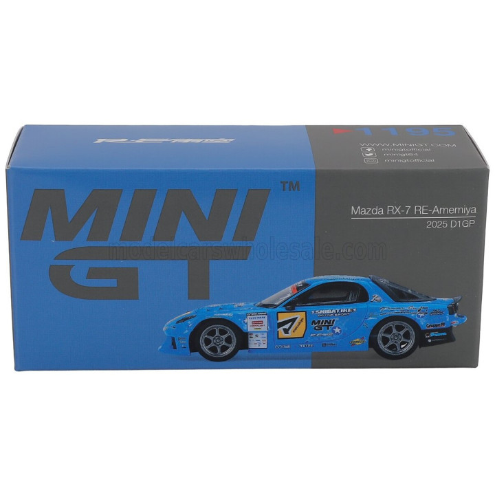 MINI GT MAZDA RX-7 (FD3S) RE-AMEMIYA D1GP LHD 2025 - LIGHT BLUE 1/64