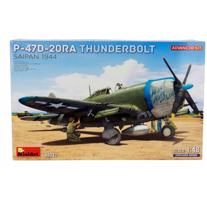 MINIART THUNDERBOLT P-47D CACCIA BOMBARDIERE US AIR FORCE "MISS MARY LOU" FLOWN BT MAJ. HARRY E. McAFEE 1944 1/35