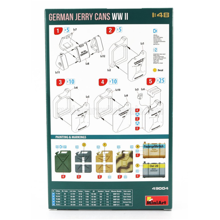 MINIART ACCESSORIES GERMAN JERRY CANS 1/48