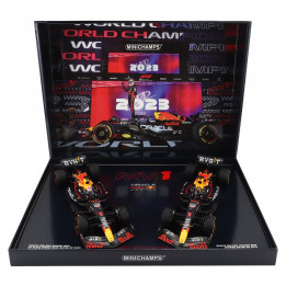 MINICHAMPS RED BULL SET 2X F1 RB19 TEAM ORACLE RED BULL RACING N 1 WORLD CHAMPION 2nd SPRINT RACE + WINNER QATAR GP 2023 MAX