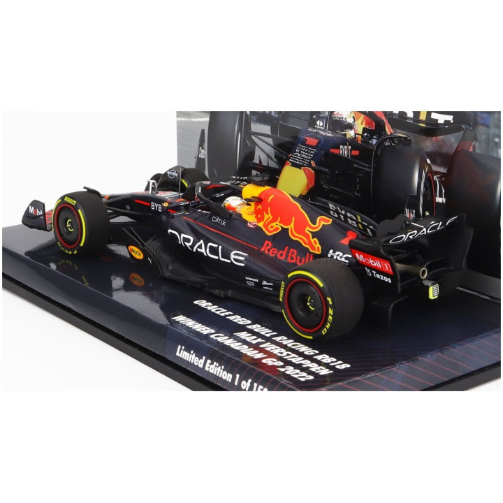 MINICHAMPS RED BULL F1 RB18 TEAM ORACLE RED BULL RACING N 1 WINNER CANADIAN GP WORLD CHAMPION 2022 MAX VERSTAPPEN - MATT BLUE