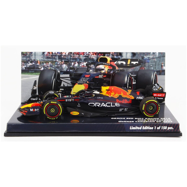 MINICHAMPS RED BULL F1 RB18 TEAM ORACLE RED BULL RACING N 1 WINNER CANADIAN GP WORLD CHAMPION 2022 MAX VERSTAPPEN - MATT BLUE