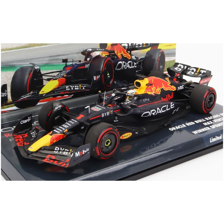 MINICHAMPS RED BULL F1 RB18 TEAM ORACLE RED BULL RACING N 1 WORLD CHAMPION WINNER SPAIN GP 2022 MAX VERSTAPPEN - MATT BLUE