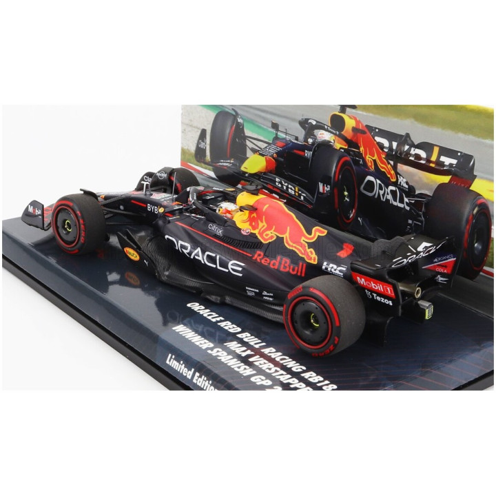 MINICHAMPS RED BULL F1 RB18 TEAM ORACLE RED BULL RACING N 1 WORLD CHAMPION WINNER SPAIN GP 2022 MAX VERSTAPPEN - MATT BLUE
