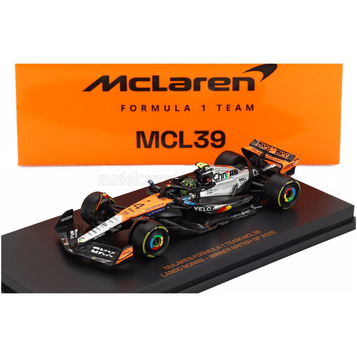 MINICHAMPS McLAREN F1 MCL39 TEAM MCLAREN N 4 WORLD CHAMPION WINNER SILVERSTONE BRITISH GP 2025 LANDO NORRIS - ORANGE CHROME