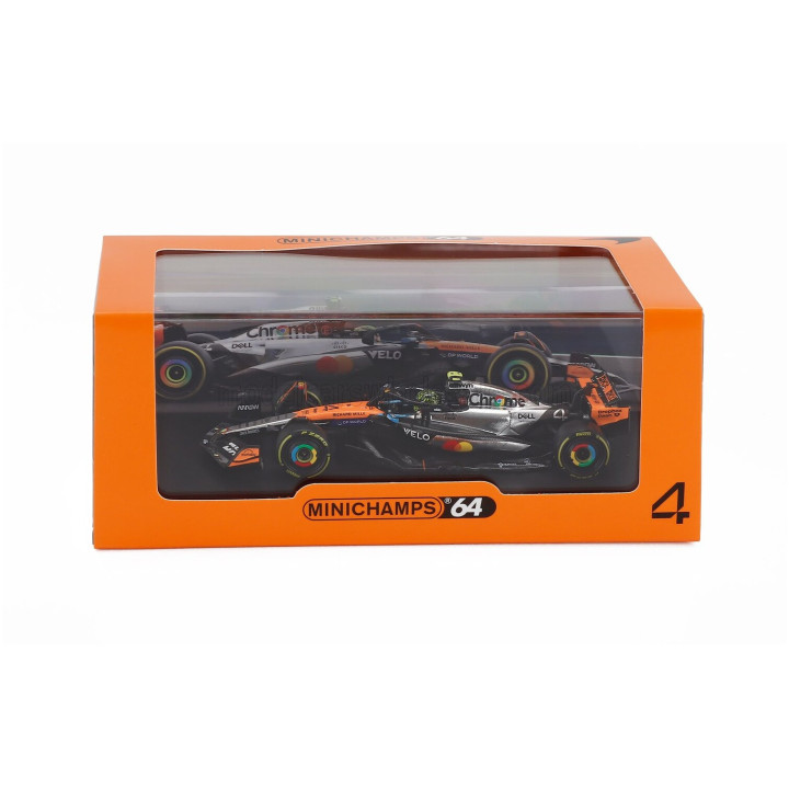 MINICHAMPS McLAREN F1 MCL39 TEAM MCLAREN N 4 WORLD CHAMPION WINNER SILVERSTONE BRITISH GP 2025 LANDO NORRIS - ORANGE CHROME