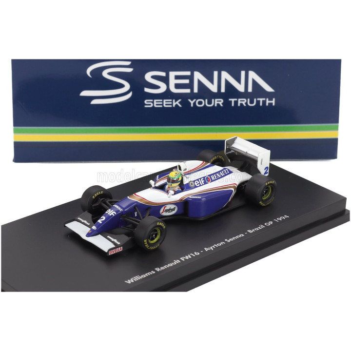 MINICHAMPS WILLIAMS F1 FW16 TEAM ROTHMANS RENAULT N 2 BRAZILIAN GP 1994 AYRTON SENNA - WHITE BLUE 1/64