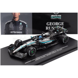 MINICHAMPS MERCEDES GP F1 W16 TEAM AMG PETRONAS MOTORSPORT N 63 WINNER CANADA GP 2025 GEORGE RUSSELL - BLACK SILVER GREEN 1/64