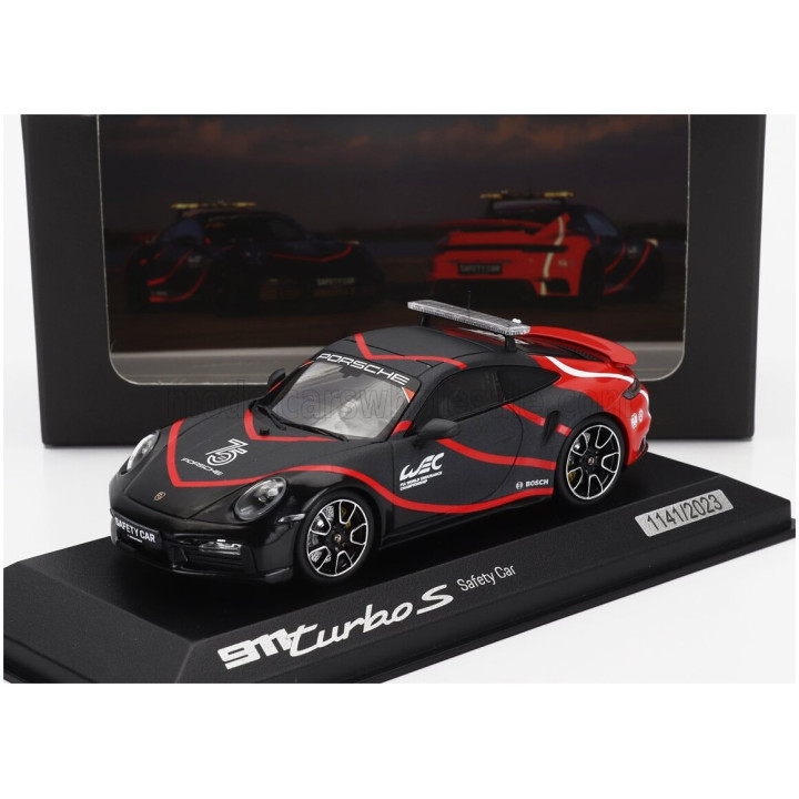 MINICHAMPS PORSCHE 911 992 TURBO S COUPE SAFETY CAR WEC 2023 - BLACK RED 1/43