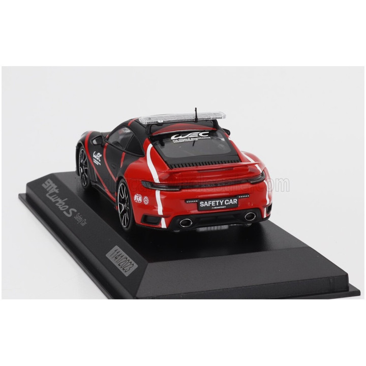 MINICHAMPS PORSCHE 911 992 TURBO S COUPE SAFETY CAR WEC 2023 - BLACK RED 1/43