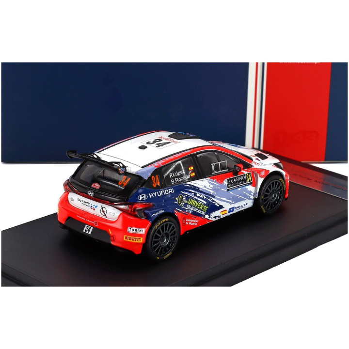 MINIPARTES HYUNDAI i20 RALLY2 TEAM TEO MARTIN MOTORSPORT N 34 RALLY MONTECARLO 2023 PEPE LOPEZ - BORJA ROZADA - WHITE RED FLUO