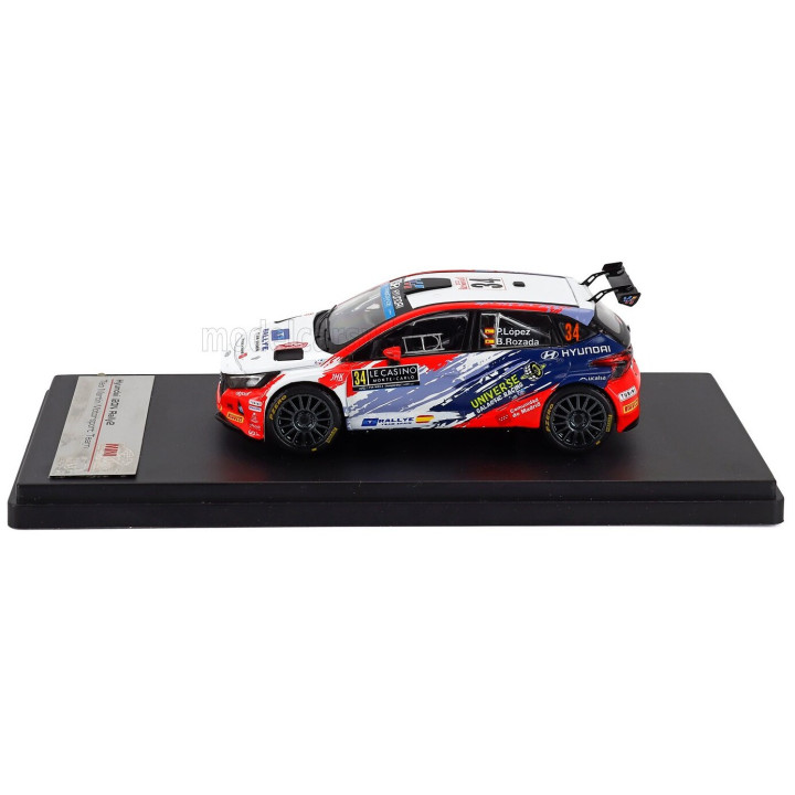 MINIPARTES HYUNDAI i20 RALLY2 TEAM TEO MARTIN MOTORSPORT N 34 RALLY MONTECARLO 2023 PEPE LOPEZ - BORJA ROZADA - WHITE RED FLUO