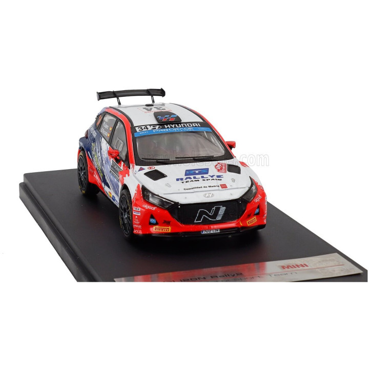 MINIPARTES HYUNDAI i20 RALLY2 TEAM TEO MARTIN MOTORSPORT N 34 RALLY MONTECARLO 2023 PEPE LOPEZ - BORJA ROZADA - WHITE RED FLUO