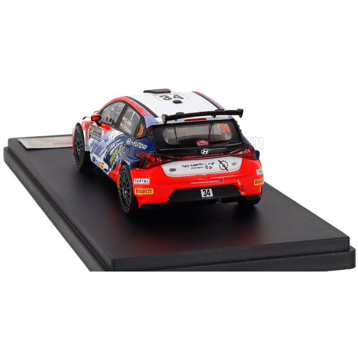 MINIPARTES HYUNDAI i20 RALLY2 TEAM TEO MARTIN MOTORSPORT N 34 RALLY MONTECARLO 2023 PEPE LOPEZ - BORJA ROZADA - WHITE RED FLUO