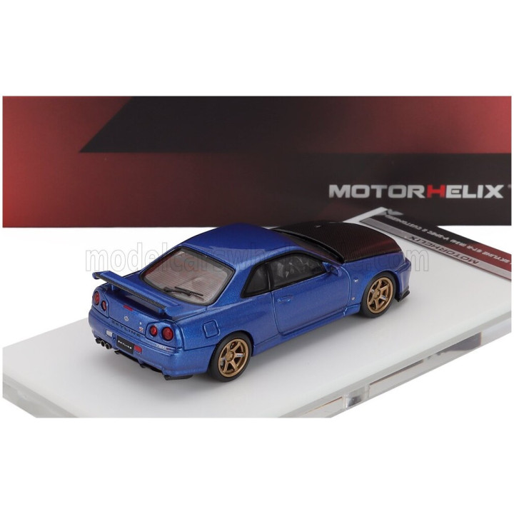 MOTORHELIX NISSAN GT-R (R34) COUPE V-SPEC II COSTUMIZED 1999 - BLUE BLACK 1/64