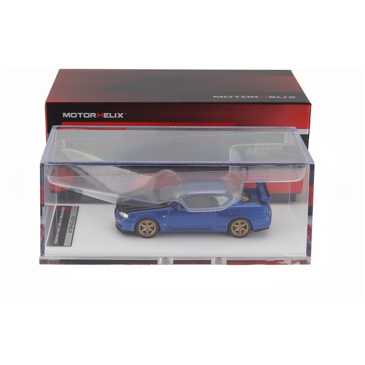 MOTORHELIX NISSAN GT-R (R34) COUPE V-SPEC II COSTUMIZED 1999 - BLUE BLACK 1/64