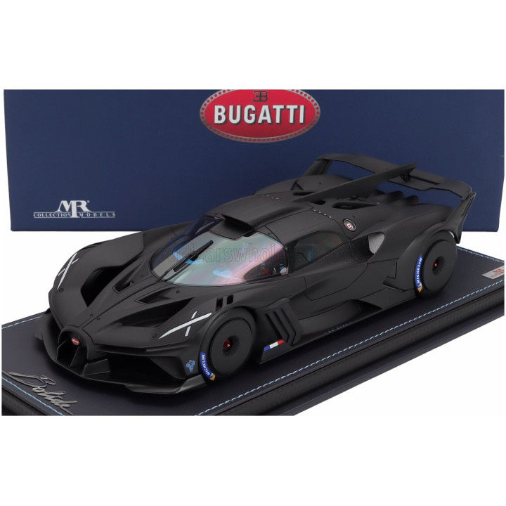 MR MODELS BUGATTI BOLIDE W16.4 8.0 FOUR-TURBO 1850hp 500km/h 2020 - CON VETRINA - WITH SHOWCASE - MATT CARBON 1/18